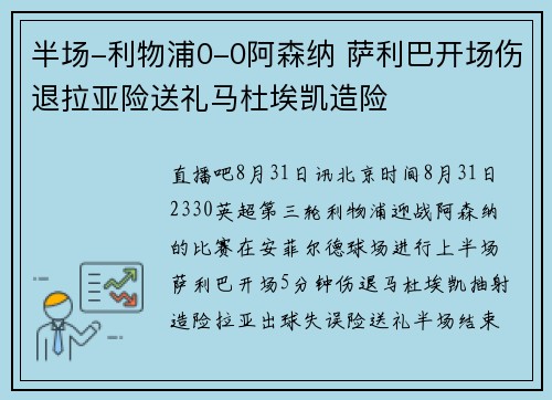 半场-利物浦0-0阿森纳 萨利巴开场伤退拉亚险送礼马杜埃凯造险